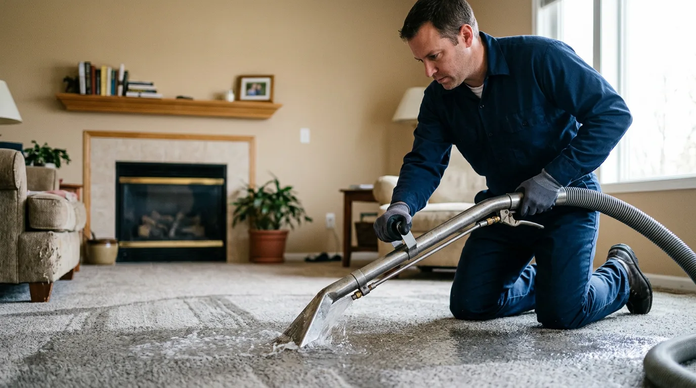 Water damage restoration technician working near Moyock, NC